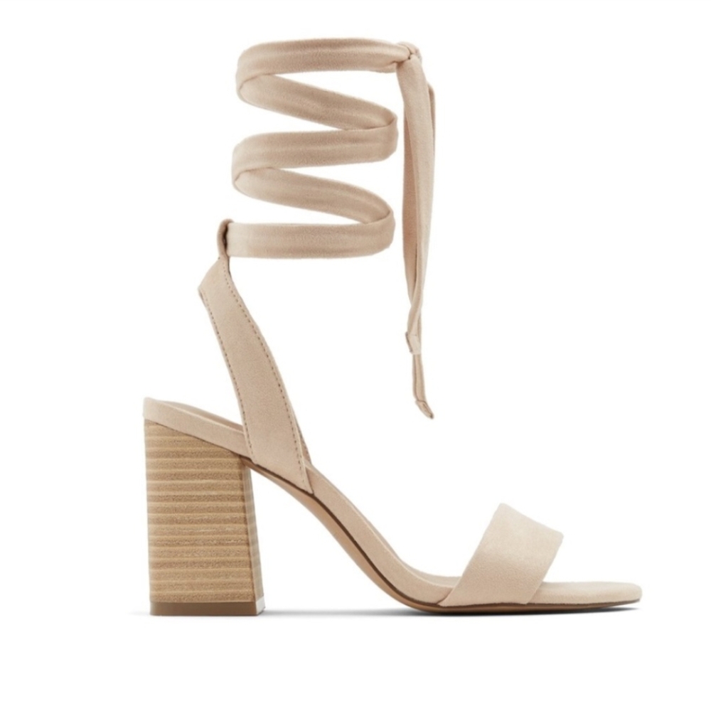 Call It Spring Tie Up Black Block Heels *Black Not Beige*